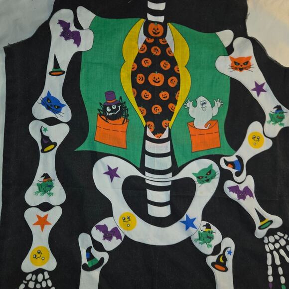 Vintage Skeleton Witch Pullover Halloween Costume Apron Mask Sheet 31" L 18" W - Picture 14 of 16